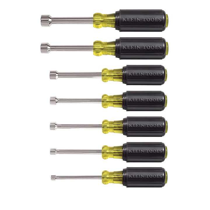 Klein Tools 631 Nut Driver Set 3-Inch Shafts, Cushion Grip, 7-Piece