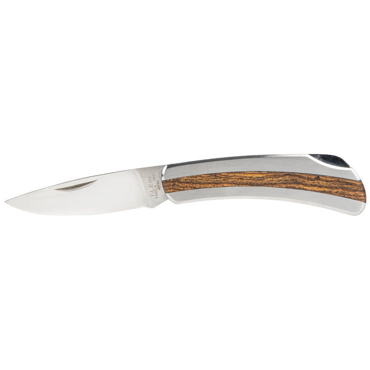 Klein Tools 44034 Pocket Knife with Rosewood Insert Handle, 2-5/8-Inch Stainless Steel Drop-Point Blade