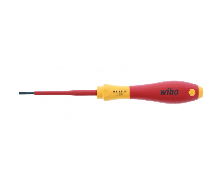Wiha Tools 32010 Insulated Slotted Screwdriver, 2.5 mm x 75 mm