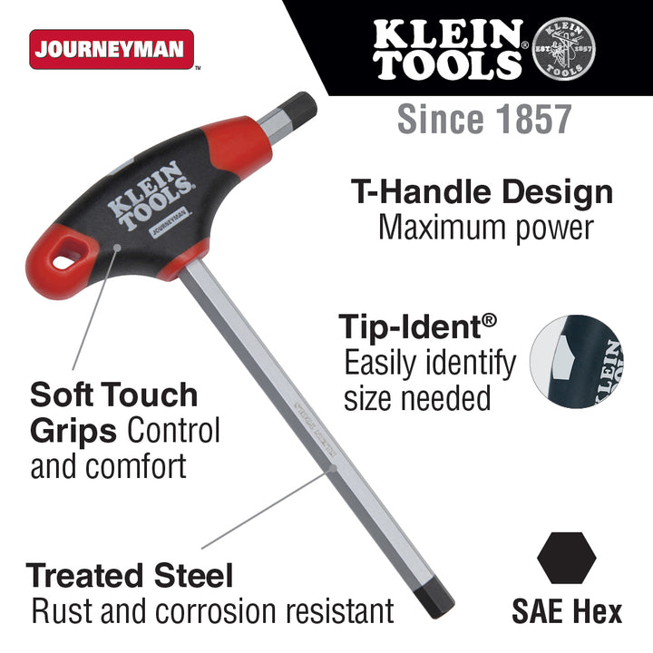 Klein Tools JTH6E08 Journeyman T-Handle Hex Key, 6" x 1/8"