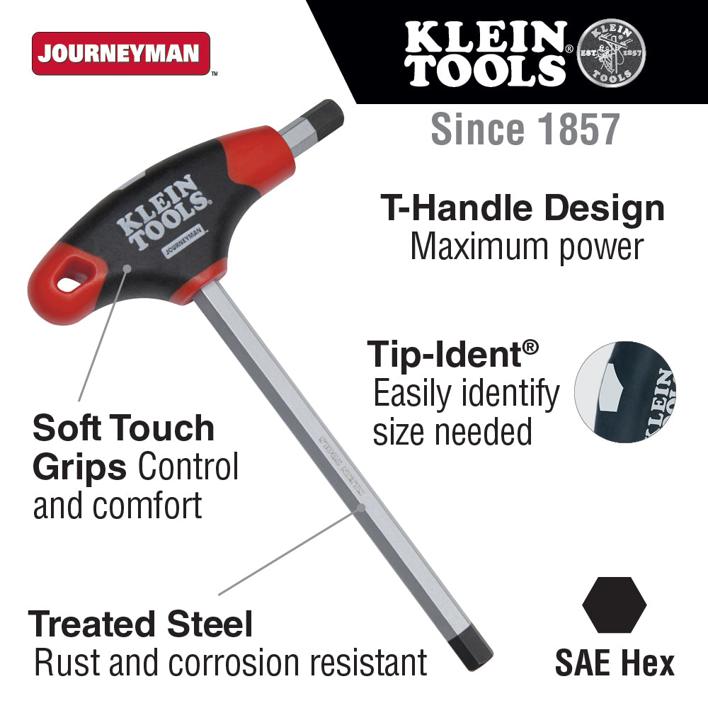Klein Tools JTH9E17 Journeyman T-Handle Hex Key, 9" x 1/2"