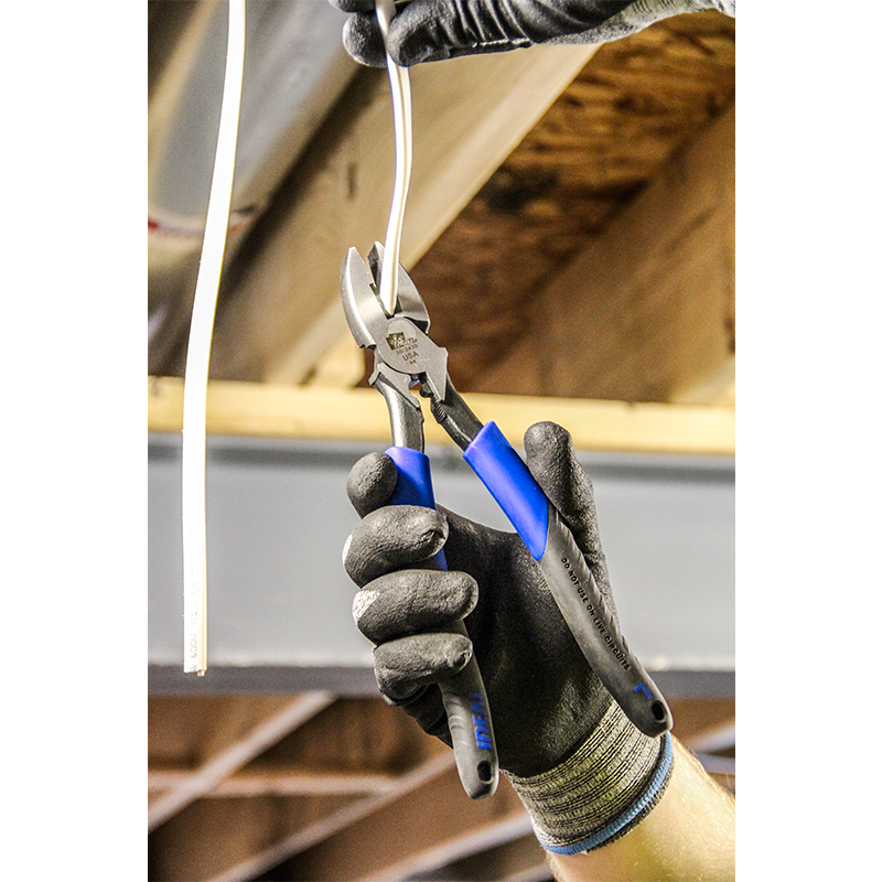 Ideal 30-3435 Smart-Grip Side-Cutting Plier, Plier Handles, 9-1/2" Length, New England Nose High-Leverage with Crimping Die