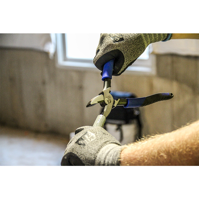 Ideal 30-3435 Smart-Grip Side-Cutting Plier, Plier Handles, 9-1/2" Length, New England Nose High-Leverage with Crimping Die