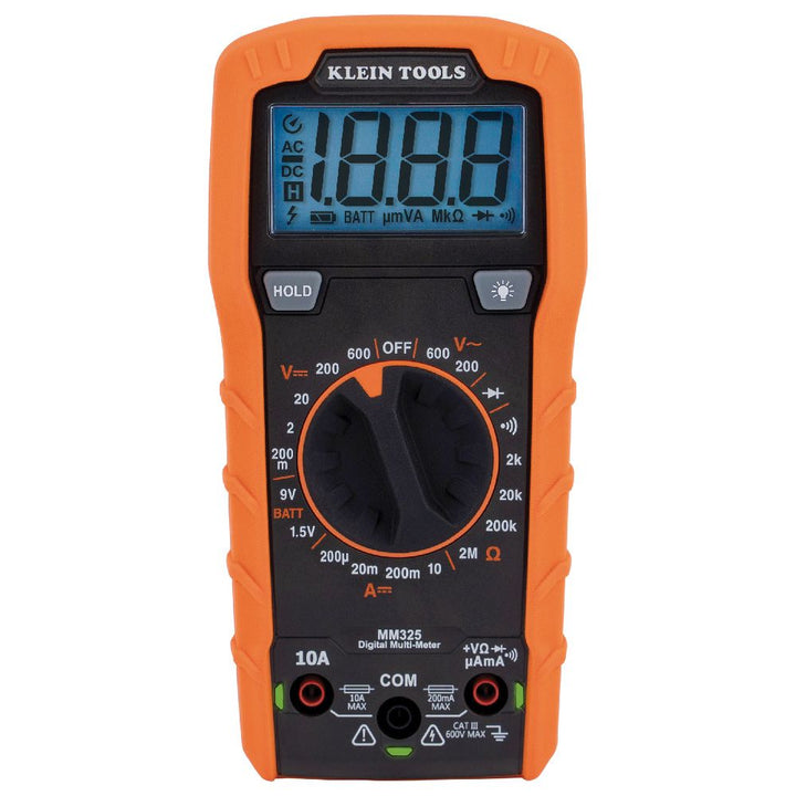 Klein Tools MM325 Multimeter, Digital Manual-Ranging 600V AC/DC Voltage Tester, Tests Batteries, Current, Resistance, Diodes, and Continuity