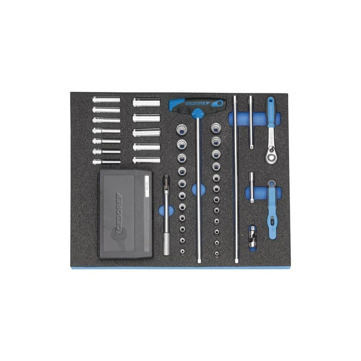 Gedore 2016478 Socket set 1/4 Inch in 2/4 CT tool module, 67 pcs
