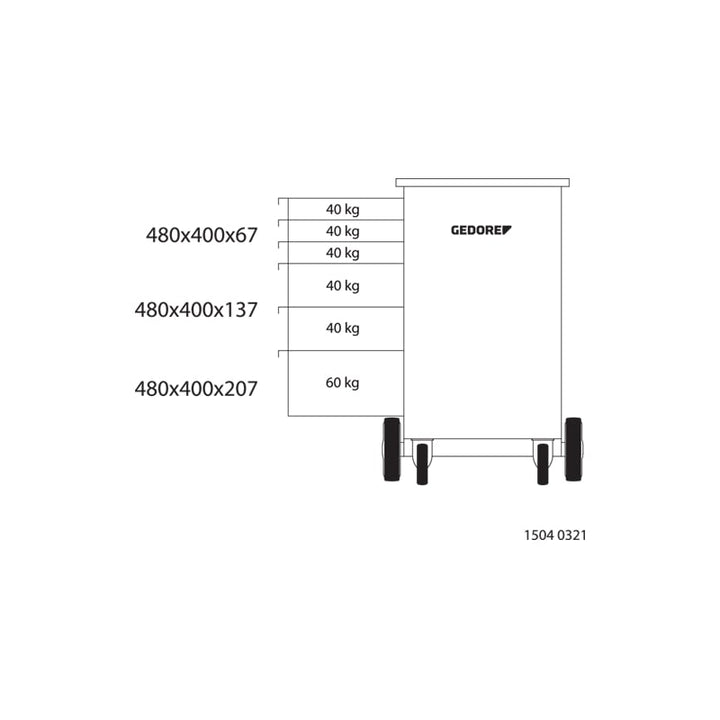 Gedore 1814958 Mobile Workbench With 6 Drawers