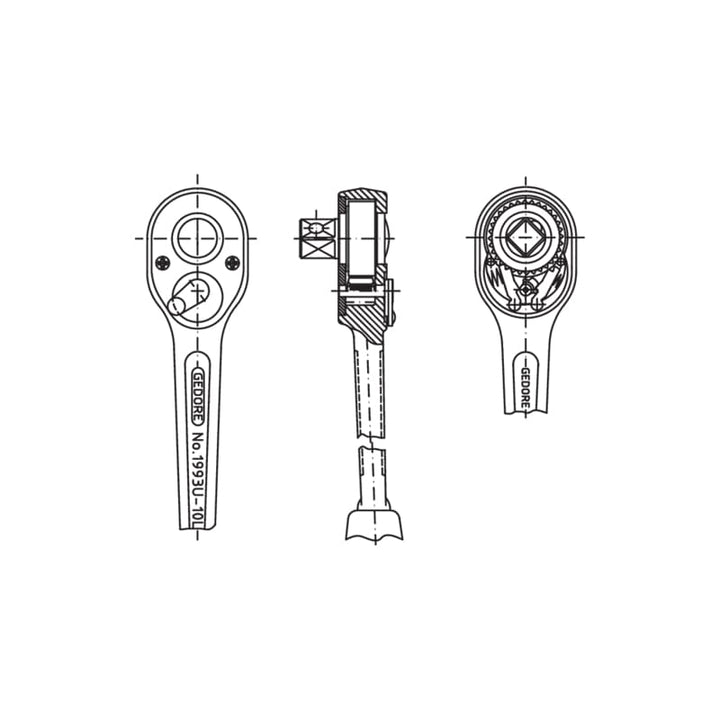 Gedore 6154550 Reversible Ratchet 1/2 Inch, Long 350 mm