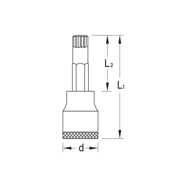 Gedore 6159190 Screwdriver Bit Socket 1/2 Inch, Long XZN M6