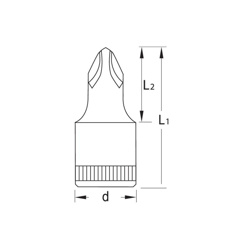 Gedore 6174740 Phillips Screwdriver Bit Socket 1/4" Drive PH 3