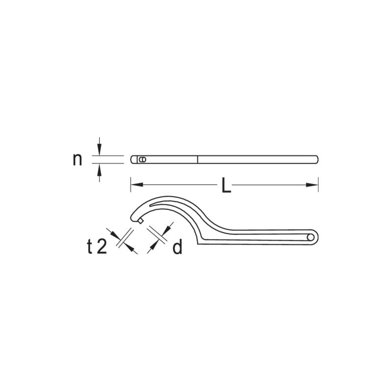 Gedore 6337710 Hook wrench with pin, 135-145 mm