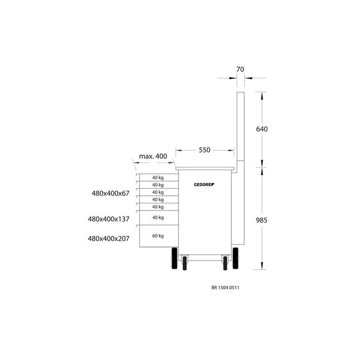 Gedore 6624450 Workbench With Rear Panel